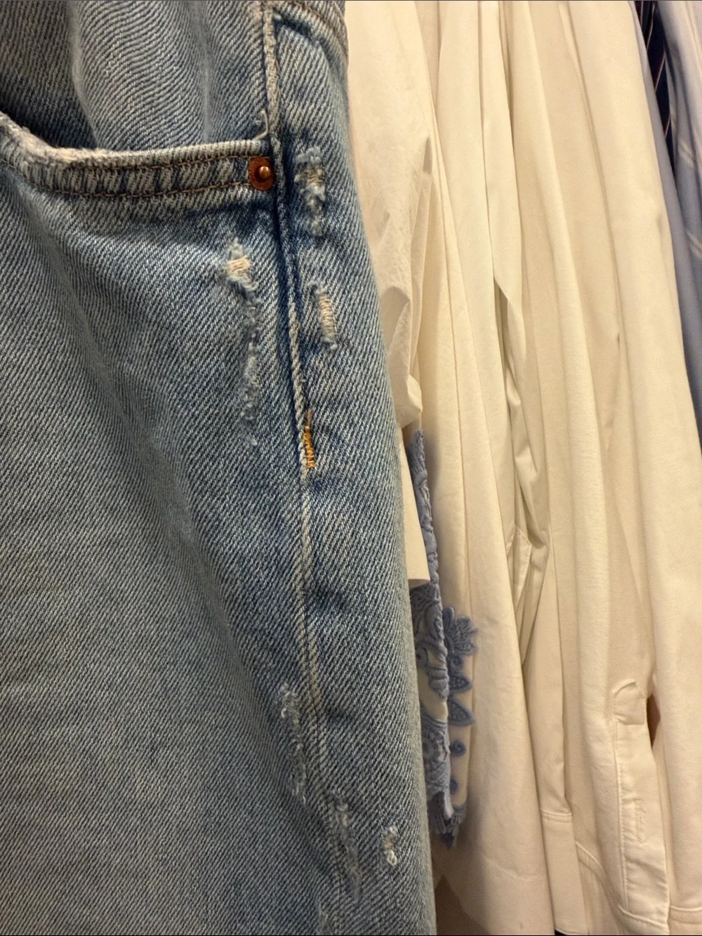 Zara Light Blue Denim Long Jean Shorts